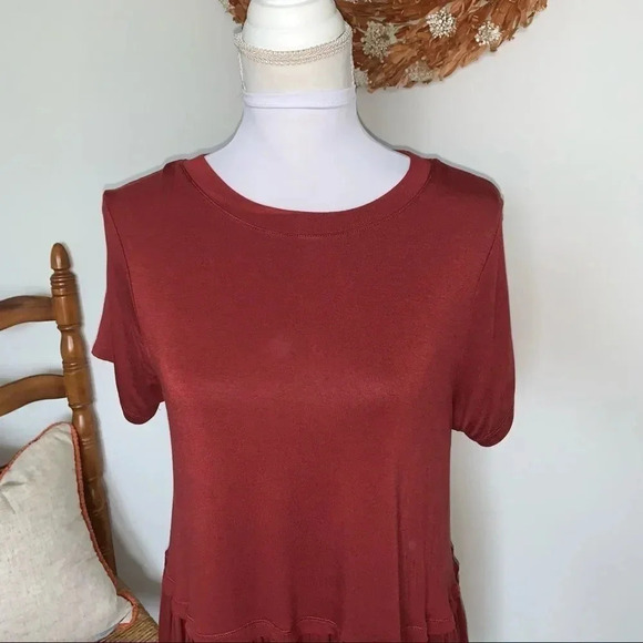 Zenana Outfitters Tunic Top Burnt Orange Rust Dress - Picture 3 of 13